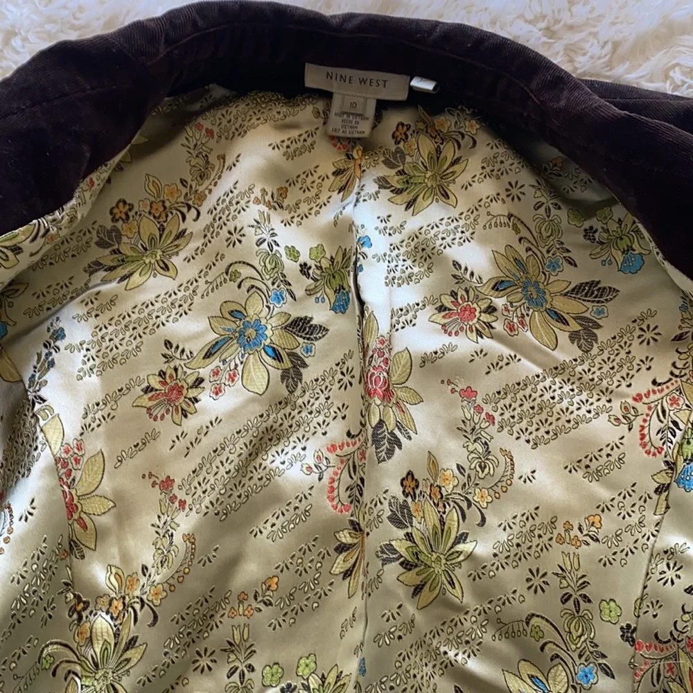 Nine West Y2K Brown Vintage Corduroy Double Button Blazer - Picture 2 of 5